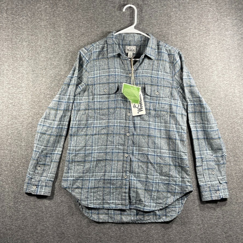Woolrich Flannel Shirt Womens Small Gray Plaid Eco Rich Twisted Organic Cotton